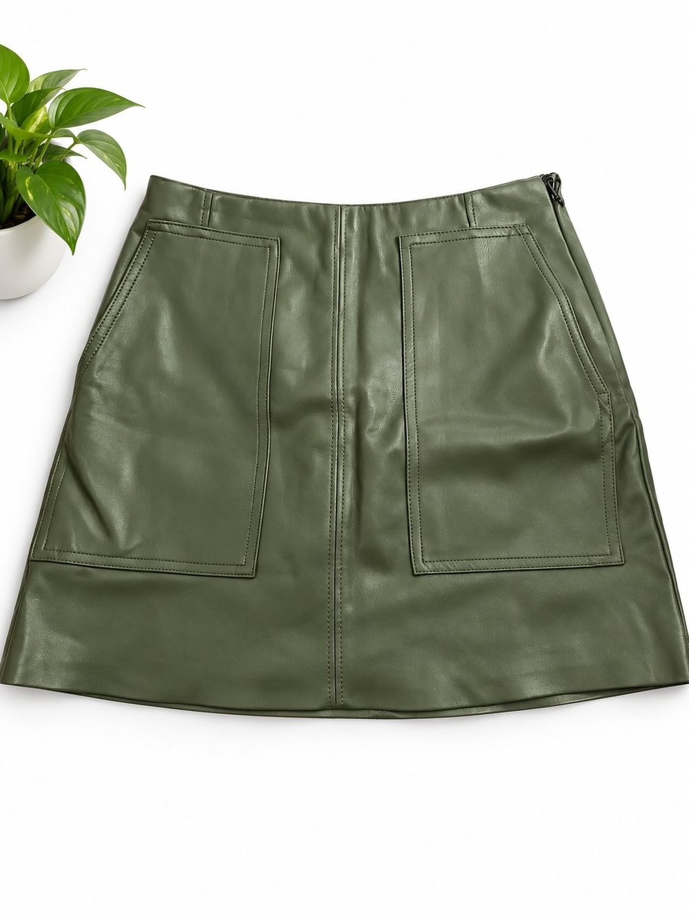 H&M Faux Leather Mini Skirt Green NWT